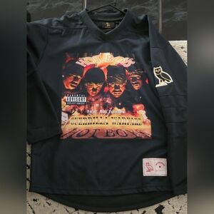 OVO x hot boys black small hockey jersey for mens